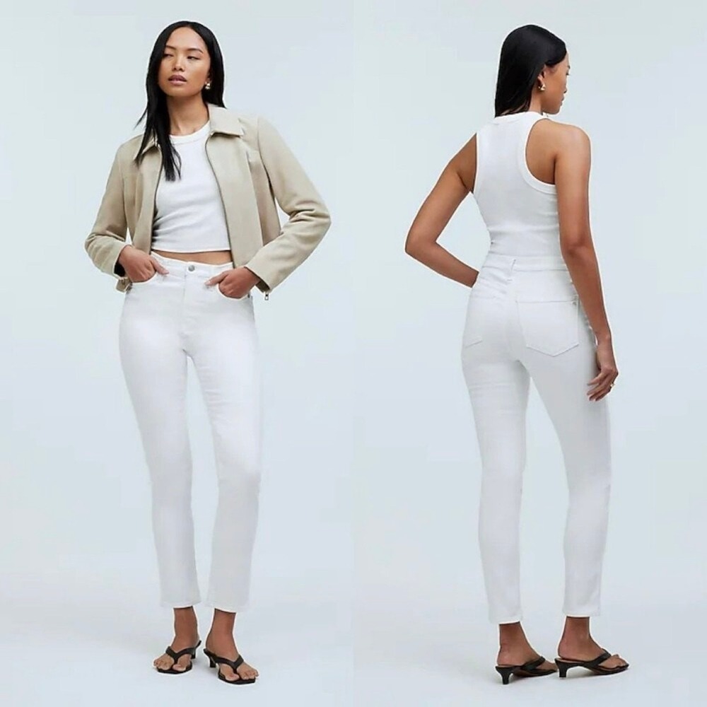 madewell no664 stovepipe jeans in‎ pure white, women size 27